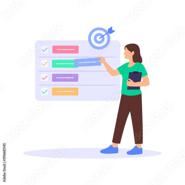 Obraz Defining Criteria, setting standards for fair evaluation, Flat vector character illustration