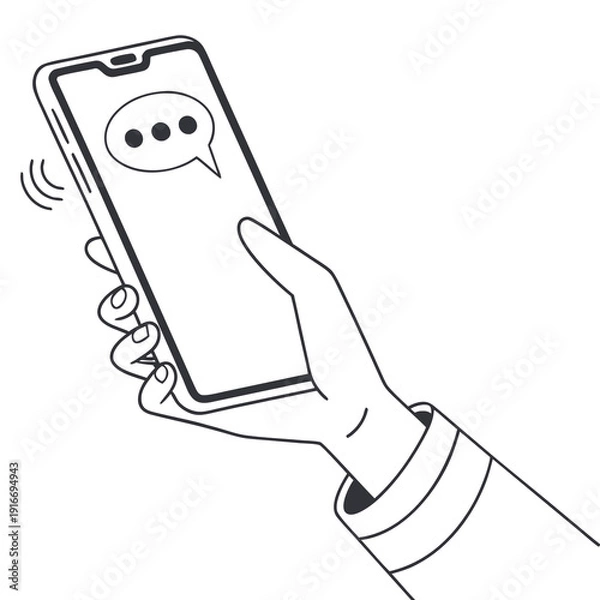 Obraz Hand Holding Smartphone with Message Notification