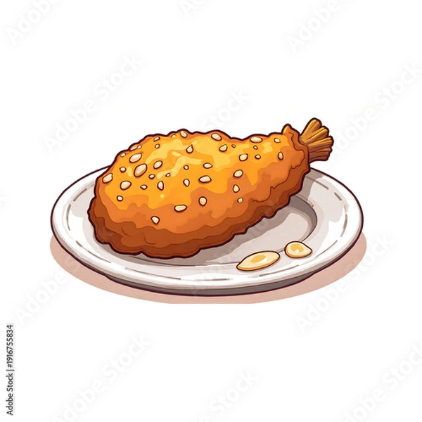 Obraz Golden Crispy Fried Chicken Drumstick