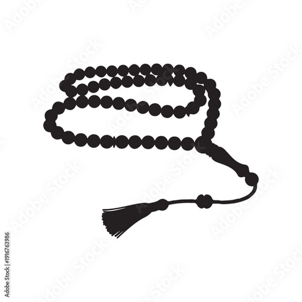 Obraz Black Prayer beads silhouette vector illustration