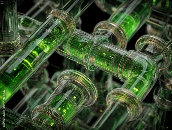 Obraz Pipe is filled with green liquid