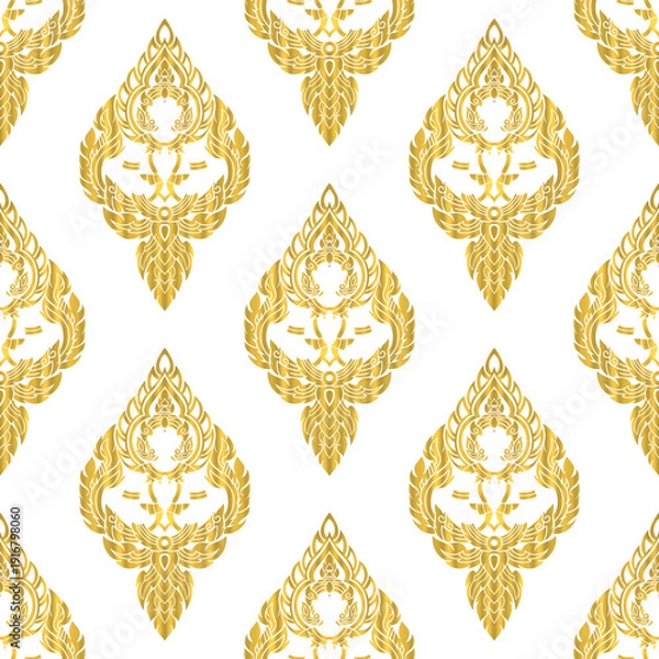 Fototapeta Thai Gold Kanok Seamless Pattern
