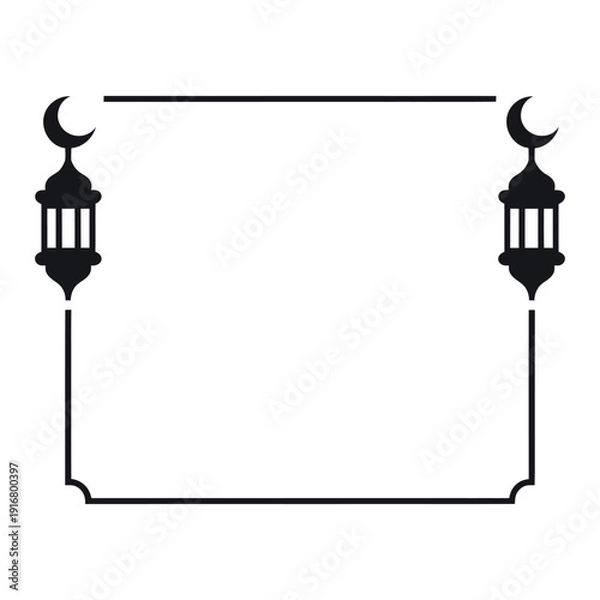 Obraz Ramadan Crescent Moon And Lantern Decorative Islamic Frame Background Vector