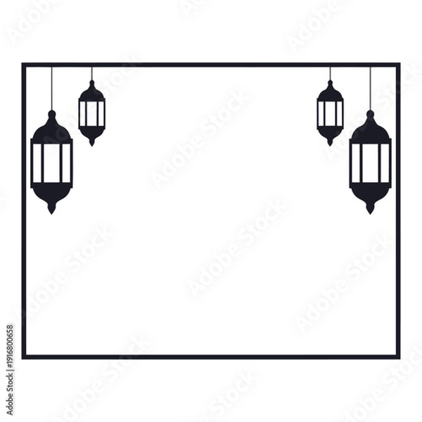 Obraz Minimal Hanging Ramadan Lantern Frame Islamic Background Banner Vector Design