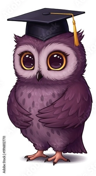 Obraz 卒業式フクロウ：優しいデジタルイラスト