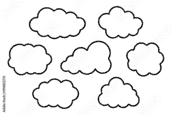 Obraz クレヨン風の雲セット