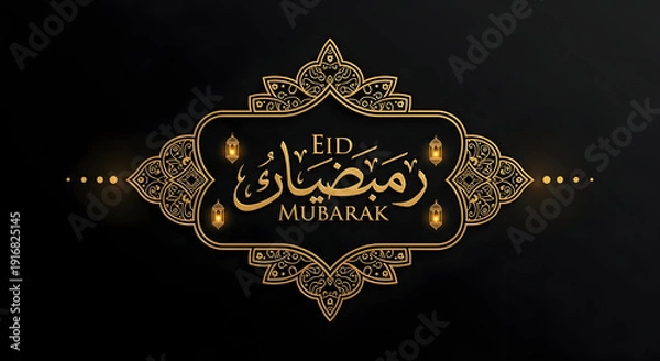 Obraz Eid mubarak greeting card with arabic calligraphy