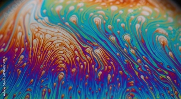 Fototapeta Colorful soap bubble surface pattern macro closeup