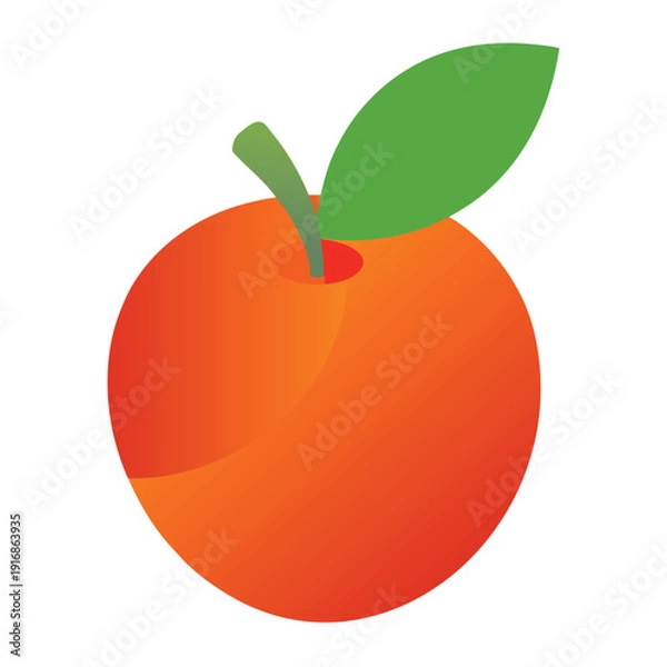 Obraz Fresh Red Apple Flat Vector Icon