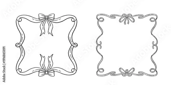 Obraz vintage frame design elements with coquette bow.