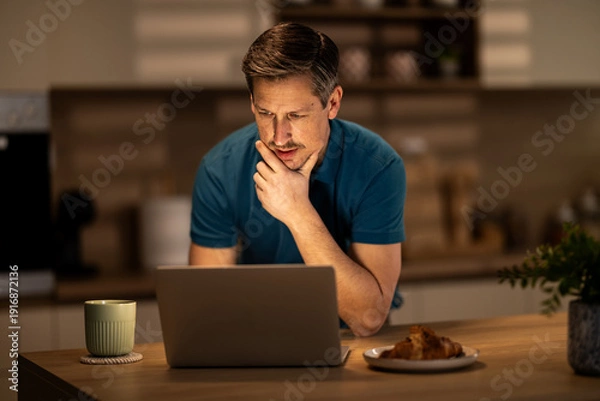 Obraz Man Doing Work In Kitchen