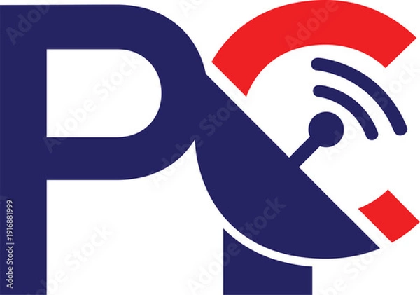 Fototapeta Letter PC with network logo