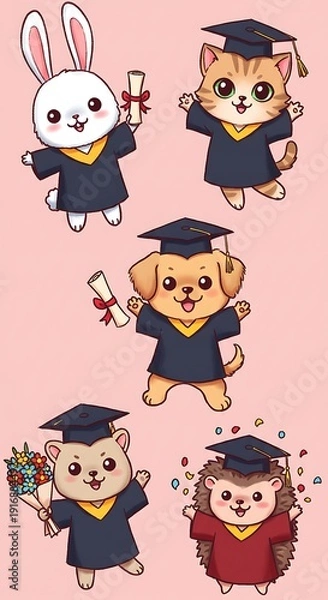Obraz 卒業式！可愛い動物たちの祝祭