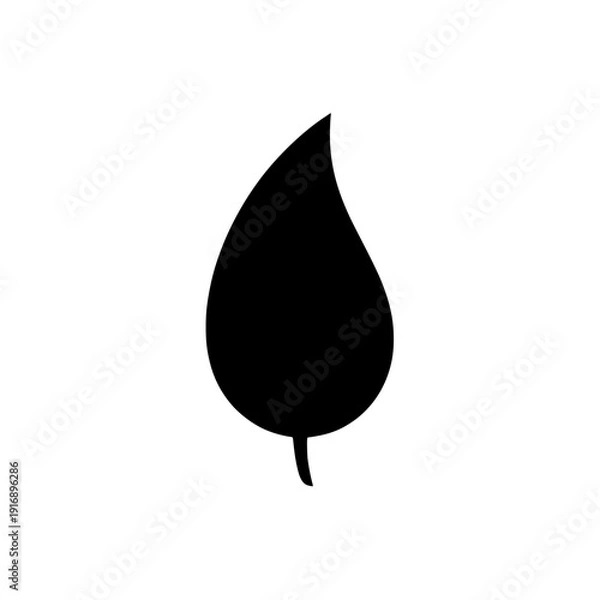 Obraz Teardrop Shaped Leaf Silhouette Vector Botanical Icon