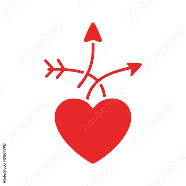 Obraz Red Heart with Multiple Cupid Arrows Vector Icon