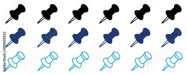 Fototapeta push pin thumbtack icon set