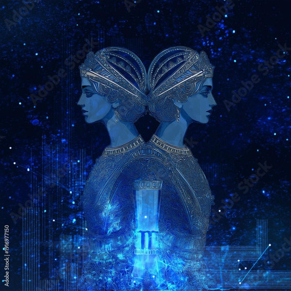 Obraz AI Geminiの双子座。星占い。星座