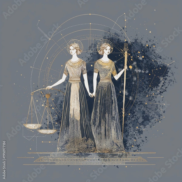 Obraz AI Geminiの双子座。星占い。星座