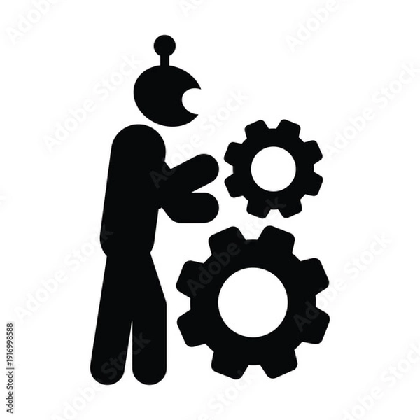 Obraz Artificial Intelligence Automation Gear Process Robotics Pictogram Icon