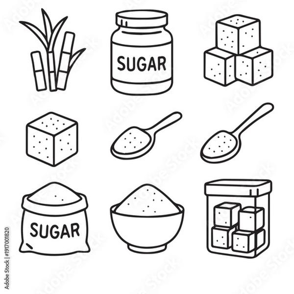 Obraz Sugar Editable Stroke Icons vector files 