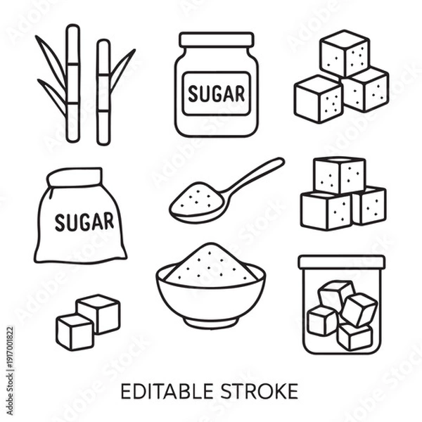Obraz Sugar Editable Stroke Icons vector files 
