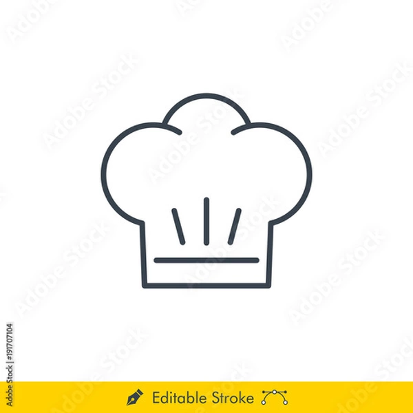 Fototapeta Chef Hat Icon / Vector - In Line / Stroke Design