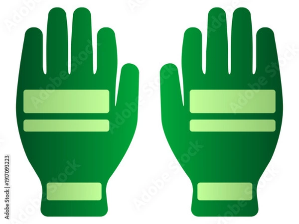 Obraz 冬の季節に手を寒さから守る為に付ける角の丸い長方形の模様の柄がある手袋を緑の色でグラデーションを付けてペイント、デザインしたイラストのグラフィック素材