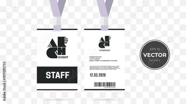 Obraz Staff identification badge template featuring a professional design