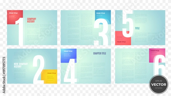 Obraz Colorful abstract presentation slides with modern design elements and bold text.