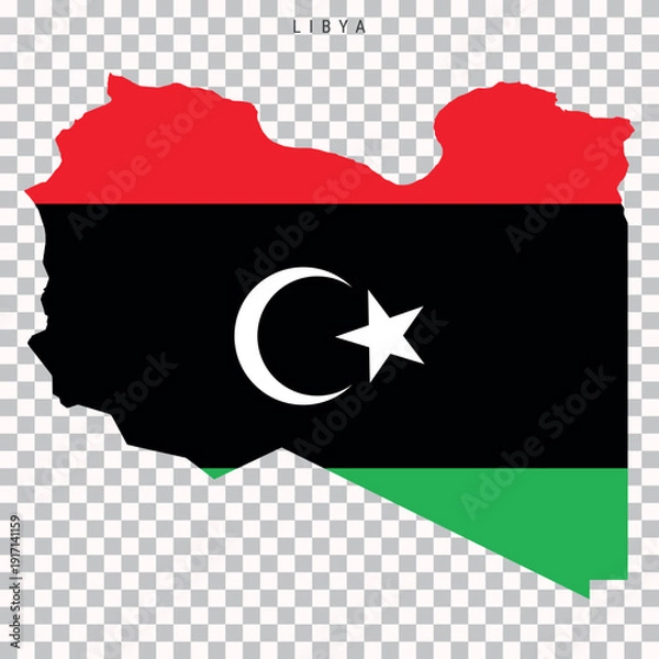 Obraz Libya map with flag overlay on transparent background