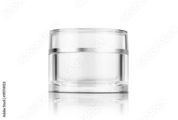 Fototapeta blank packaging clear cosmetic cream pot isolated on white background