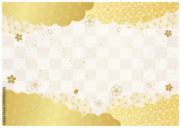 Obraz 筆模様と和紙背景