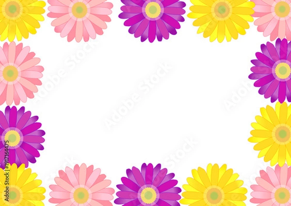 Obraz カラフルなガーベラのフレームイラスト
