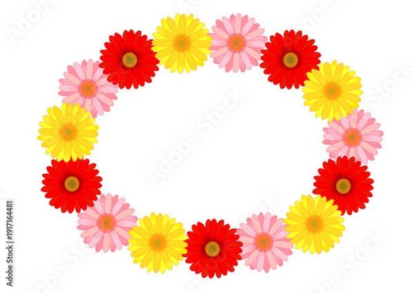 Obraz カラフルなガーベラのフレームイラスト
