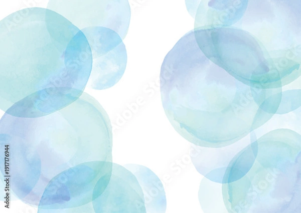 Obraz 水色の水彩の玉の涼しげな背景
