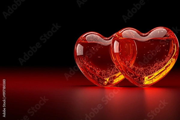 Obraz Two red heart-shaped glass