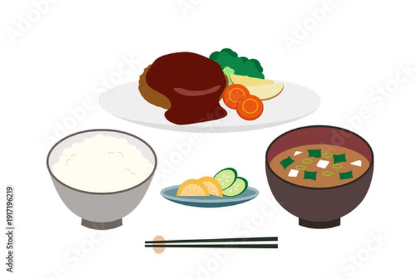 Obraz ハンバーグ定食のイラスト素材