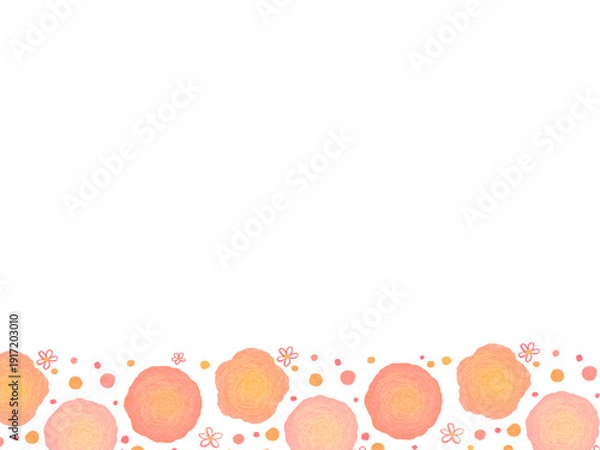 Obraz 色鉛筆で描いたかわいい花のフレーム背景イラスト