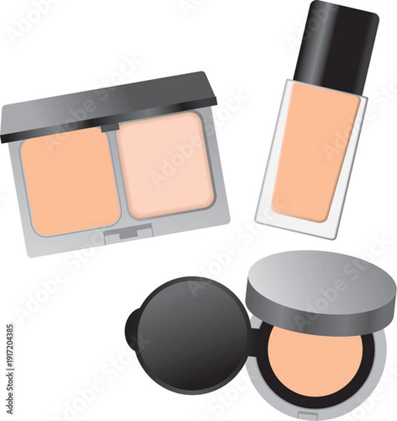 Obraz 黒い容器のファンデーションセット（パウダー・リキッド・クッション）