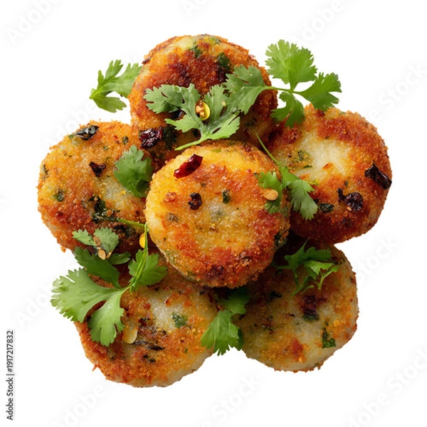 Obraz Aloo Tikki, on a white background