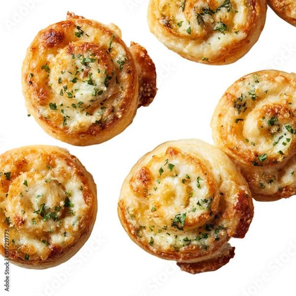 Obraz Cheese Pinwheels on a white background