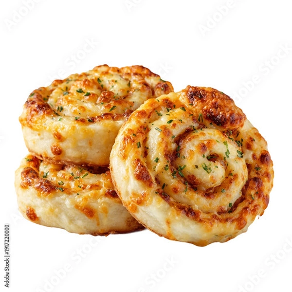 Obraz Cheese Pinwheels on a white background