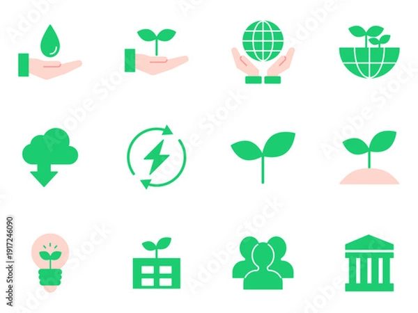 Obraz エコ・サステナブル関連のフラットアイコンセット