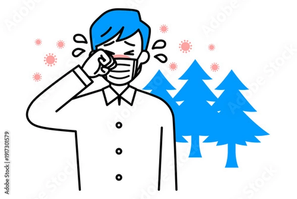 Obraz 花粉症がつらい若い男性