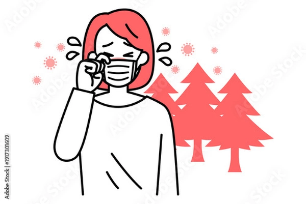 Obraz 花粉症がつらい若い女性