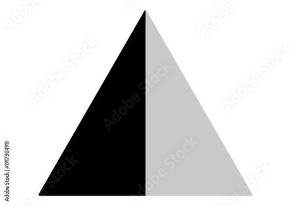 Obraz モノトーンの三角形アイコン・シンプルでモダンな幾何学模様のシンボル・ピラミッド構造や対比・分析・階層