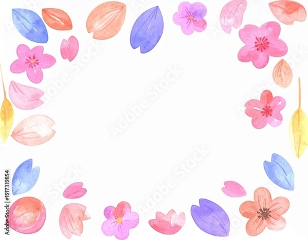 Obraz 水彩で描いた桜のフレーム