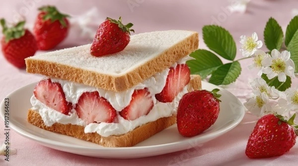 Obraz いちごとクリームのサンドイッチ