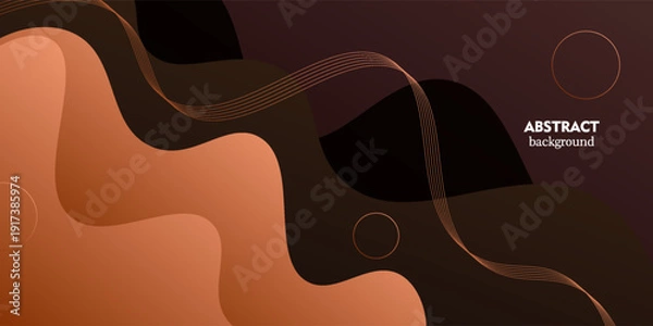 Obraz Abstract design concept dark brown background with orange liquid wave shape pattern elements. Vector Eps10