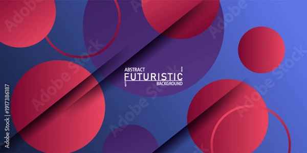 Obraz Abstract blue gradient banner background with colorful overlapping circle pattern elements, design concept. Simple and elegant background. Vector Eps10